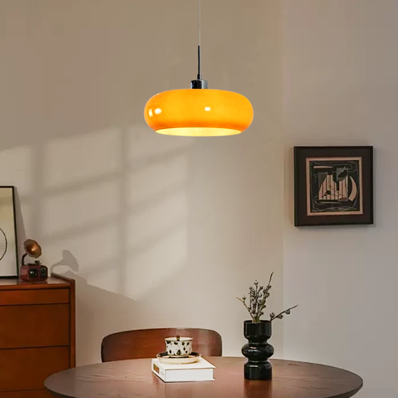 Modern Orange Glass Pendant Light Dining Room