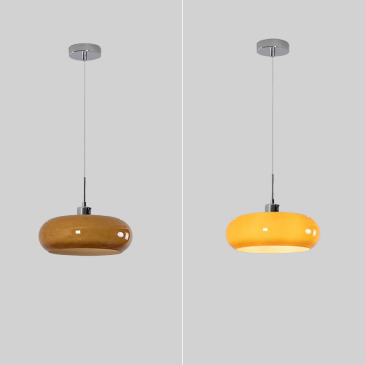 Modern Orange Glass Pendant Light On & Off