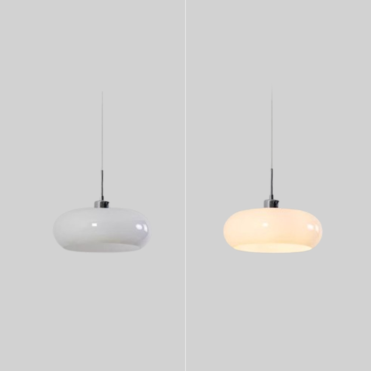 Modern White Glass Pendant Light On & Off