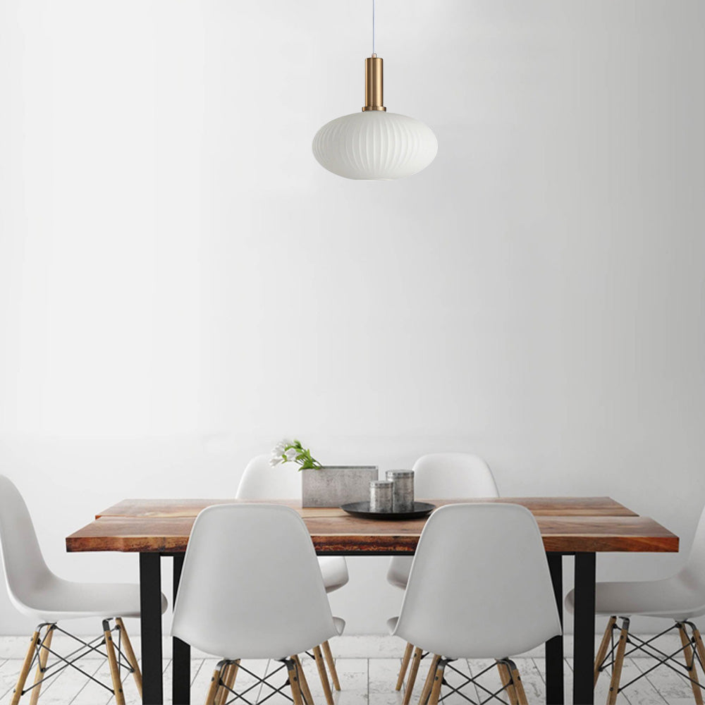 Nordic White Pendant Light - Metal & Glass Dining Room