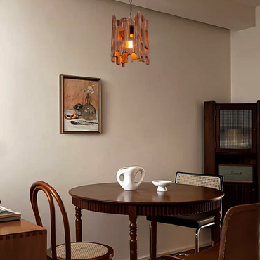 Rustic Wood Pendant Light - Rectangular Wood