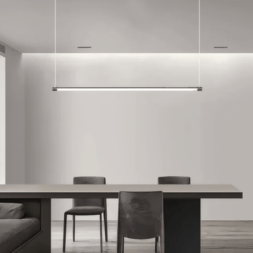 Minimalist Linear Black Pendant Light Dining Area