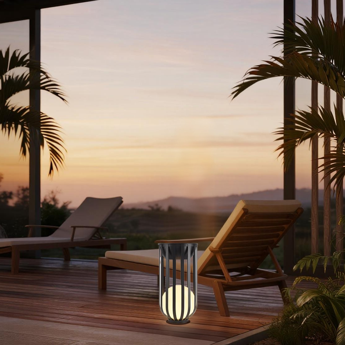 Modern Black Outdoor Path Lamp