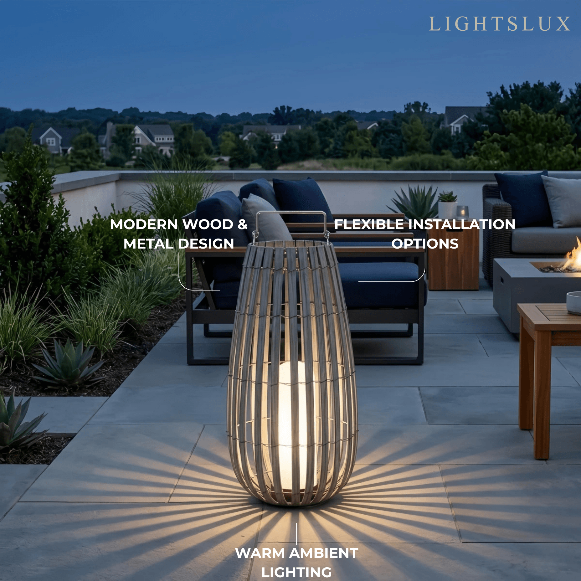 Bamburo Modern Wooden Path Lamp