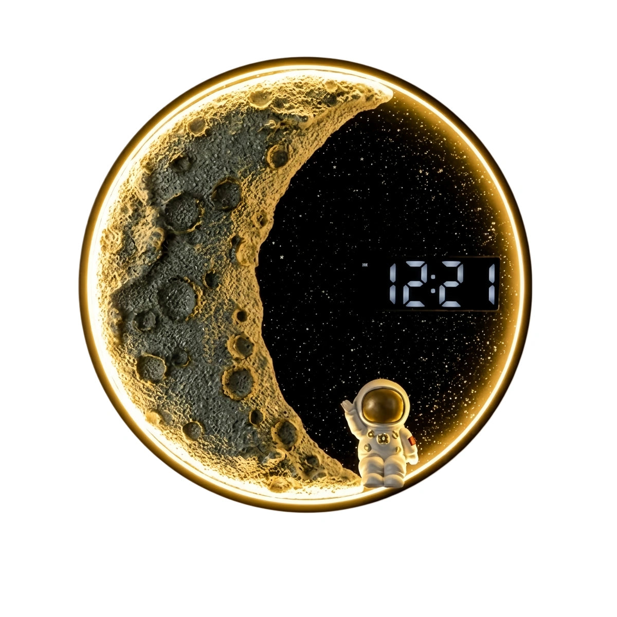 Lámpara de pared Vivara Art Deco con forma de astronauta - Lámpara moderna de metal con forma de luna para dormitorio