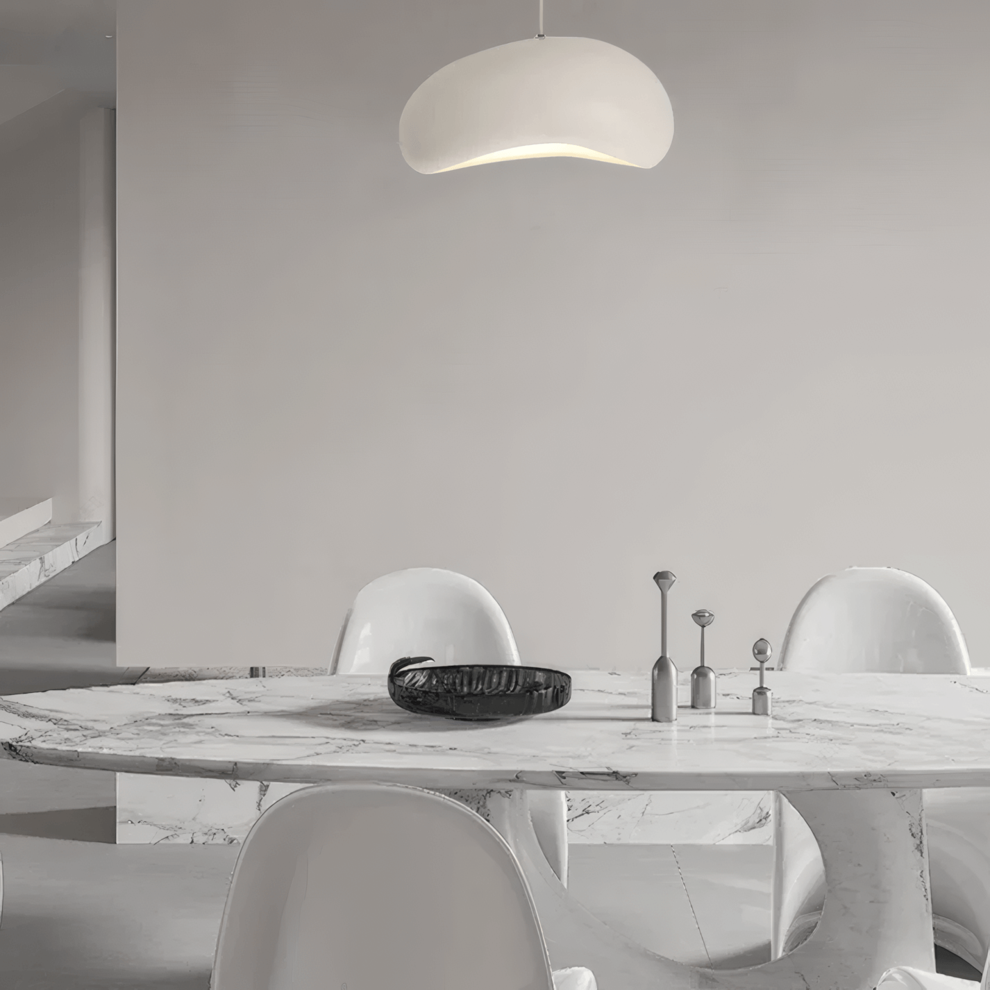 Modern White Pendant Light Bread Shape for Dining Room