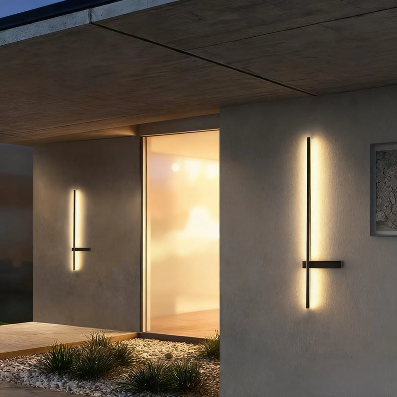 Arcato Modern Linear LED Wall Lamp – Black Solar & Sensor Light Outdoor