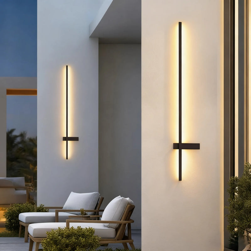 Arcato Modern Linear LED Wall Lamp – Black Solar & Sensor Light Outdoor