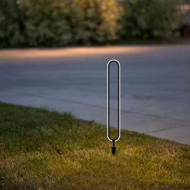 Industrial Pathway Light - Black Metal & Acrylic Ring Design for Garden