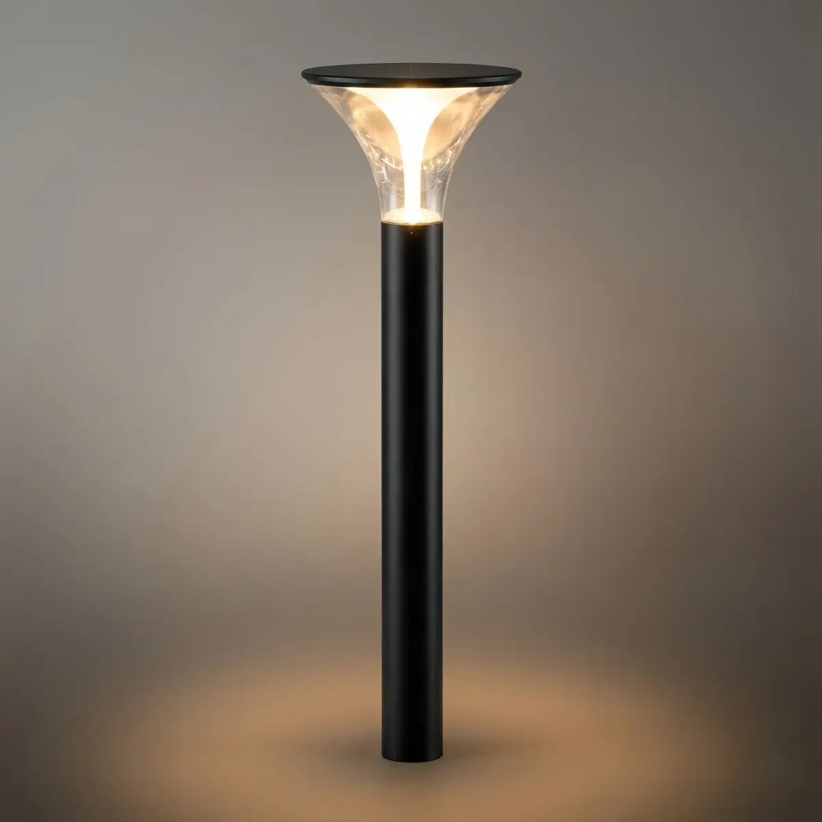 Arcato Modern Cylindrical Pathway Light – Black Metal/Acrylic Solar Outdoor Lamp