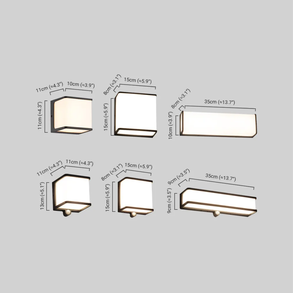 Modern Outdoor Wall Lamp Rectangular Size