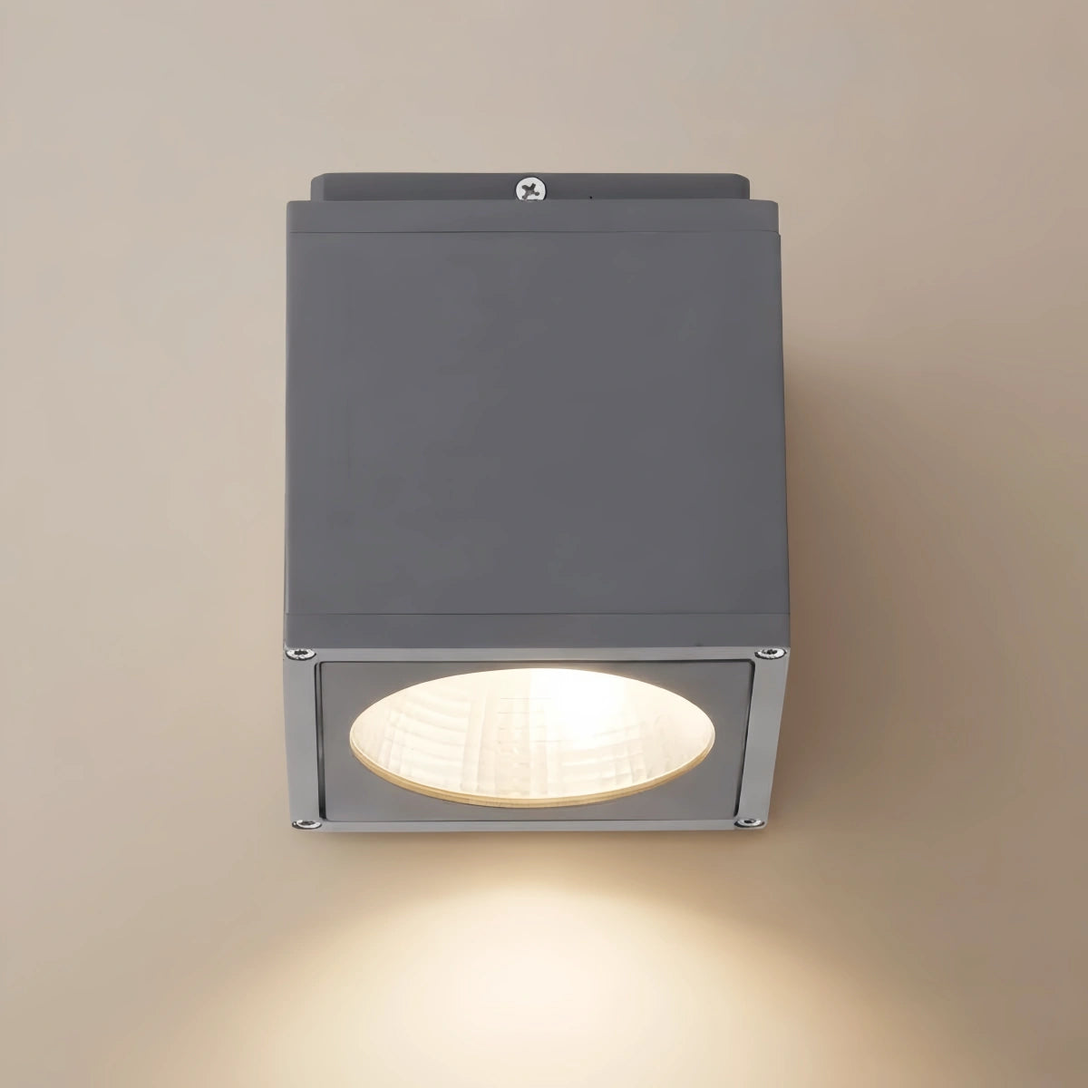 Arcato Industrial Outdoor Ceiling Light - Grey Metal Glass Square Design for Patio