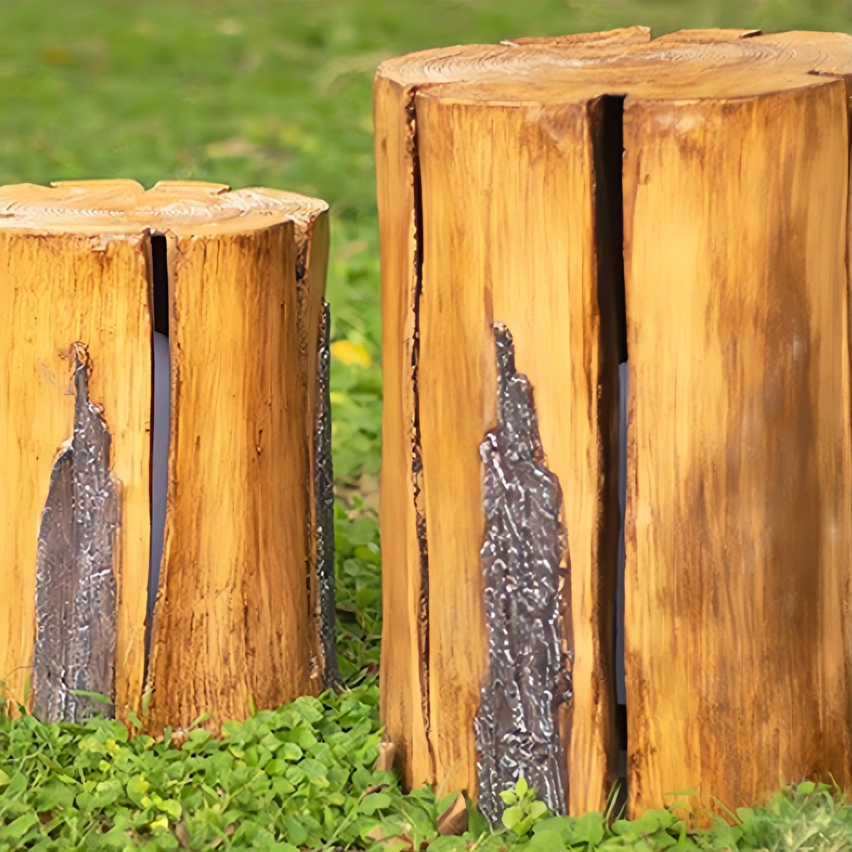 Lámpara de exterior Botanica Art Deco con forma de tocón de árbol – Resina con aspecto de madera natural para patio/jardín