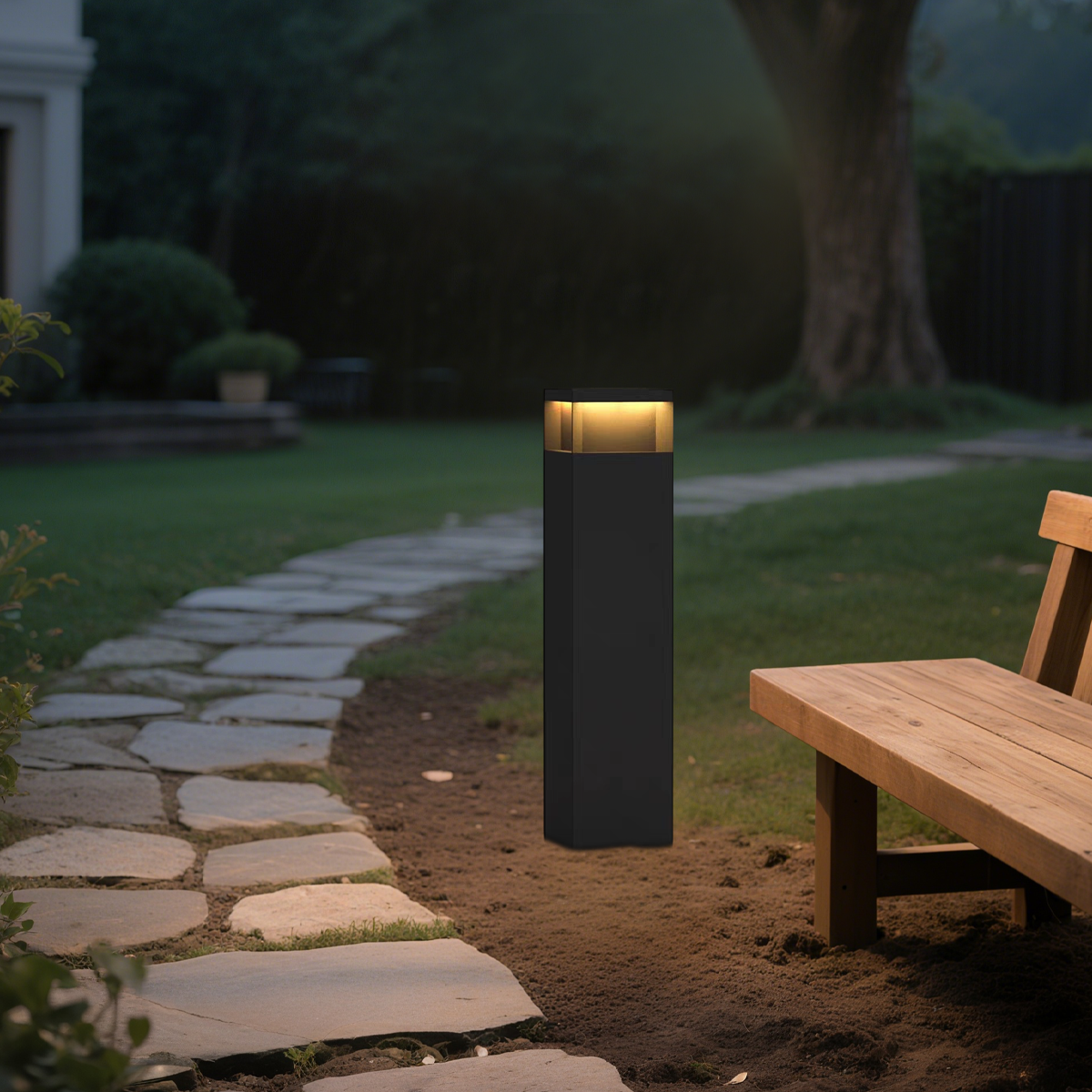 Modern Black Metal Solar Path Light
