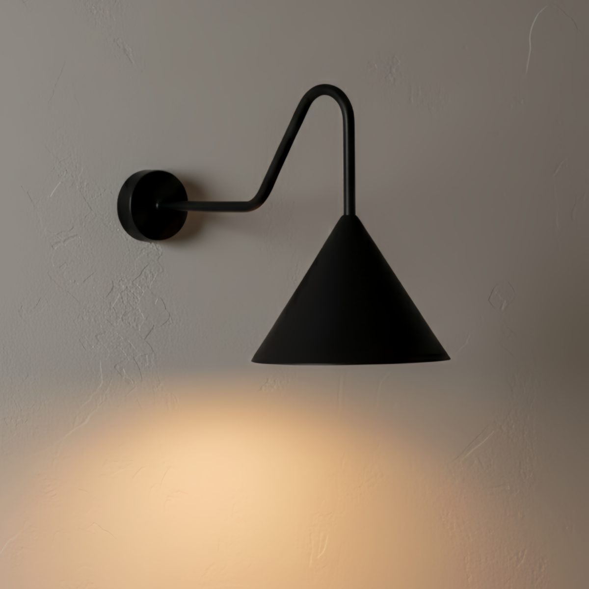 Conical Outdoor Wall Lamp – Black Metal Light for Exterior Wall