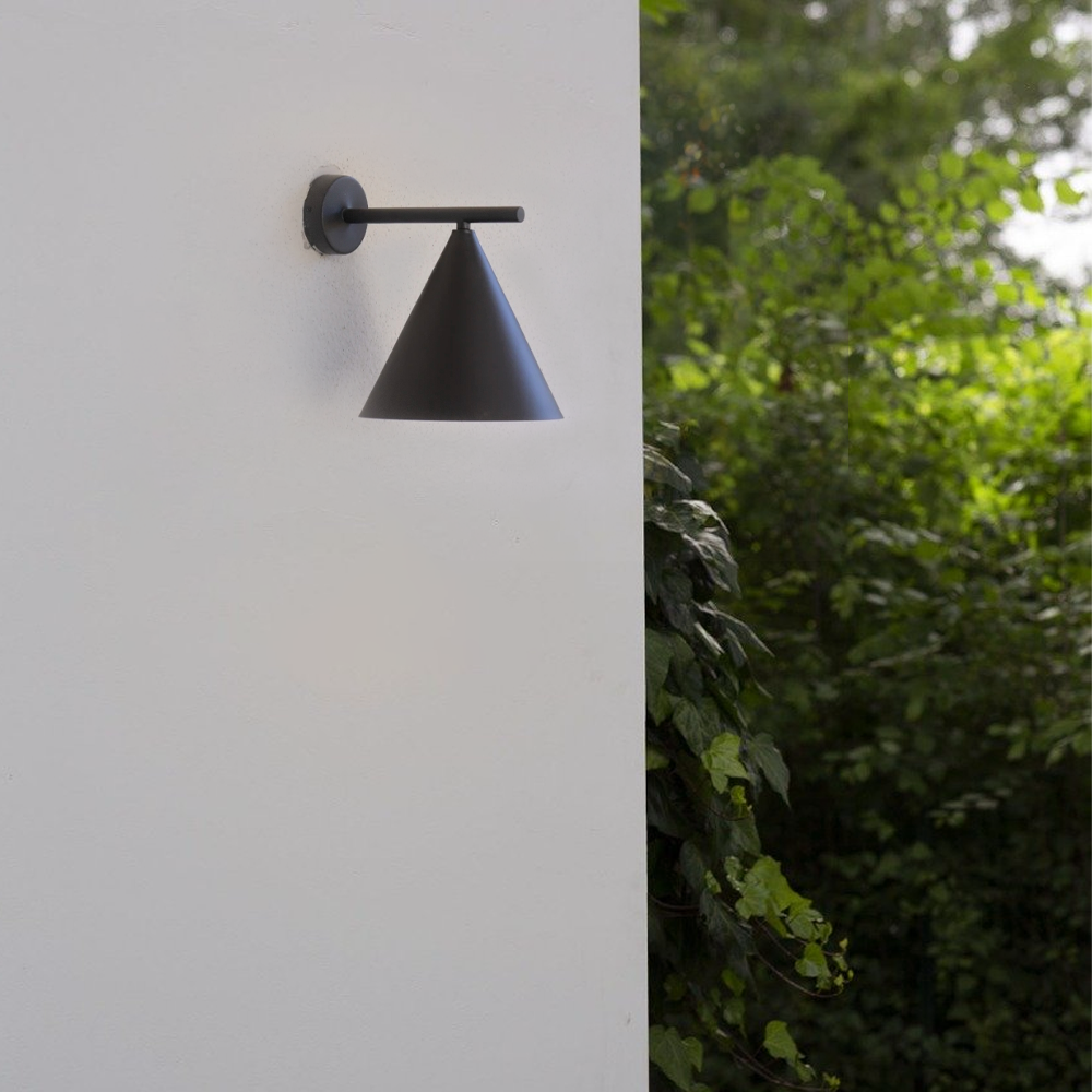 Irondale Minimalist Conical Outdoor Wall Lamp – Black Metal Light for Exterior Wall