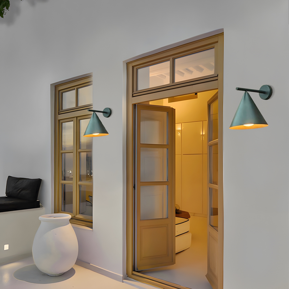 Minimalist Black Conical Outdoor Wall Lamp for porch