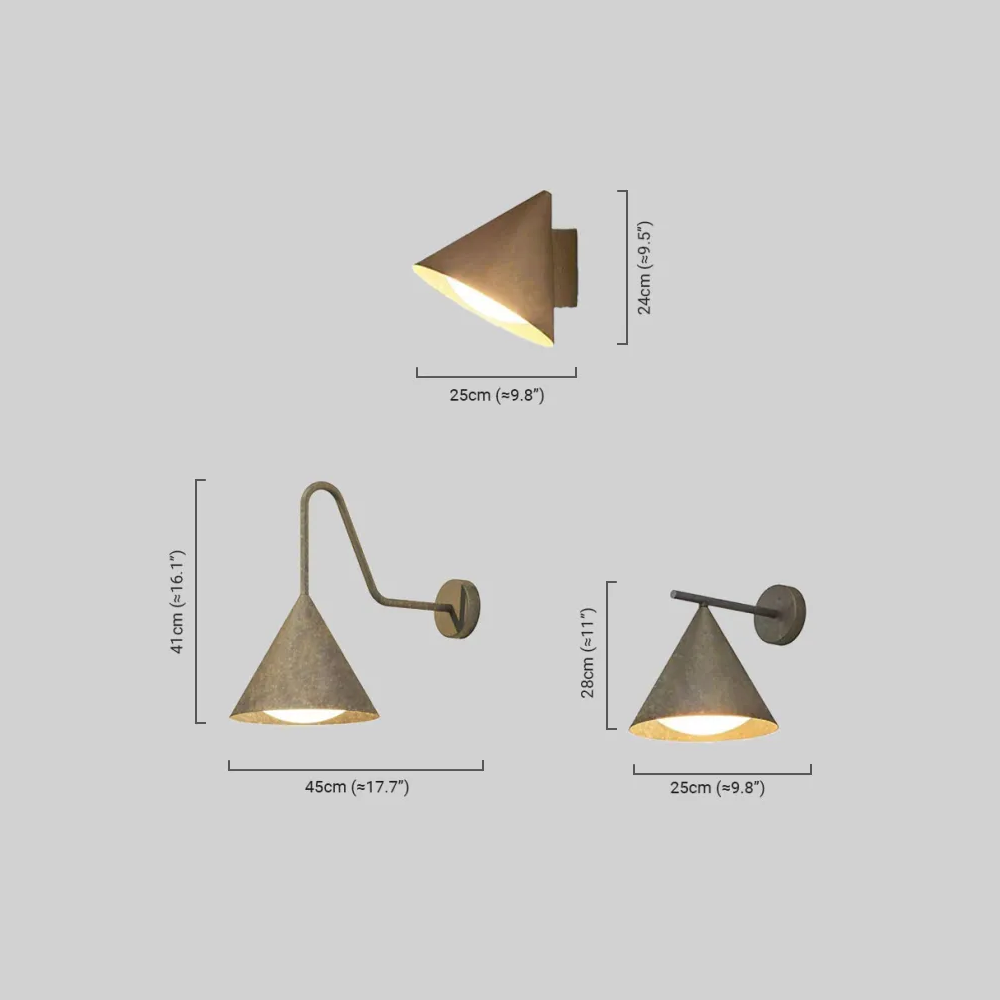 Minimalist Conical Outdoor Wall Lamp with Three Styles