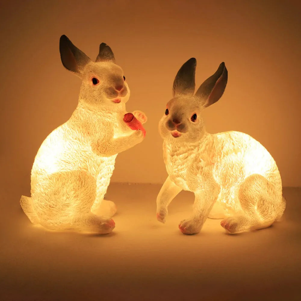 Art Deco Rabbit Outdoor Lamp with warm light
