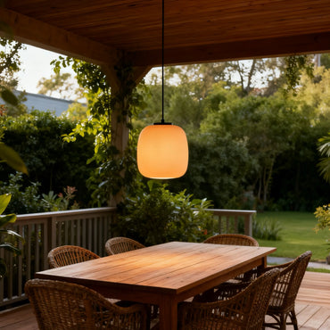 Outdoor Pendant Light – Metal/Acrylic Lantern Design