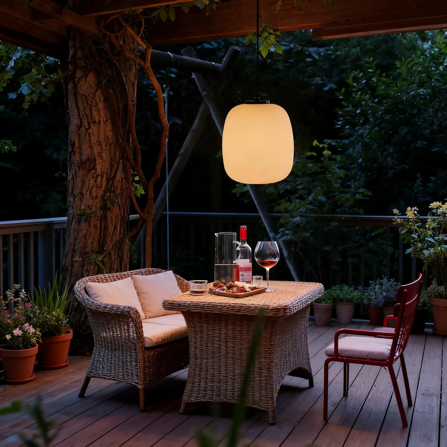 Outdoor Pendant Light – Metal/Acrylic Lantern Design