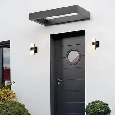 Modern Outdoor Wall Lamp - Black Metal & Acrylic Cylinder