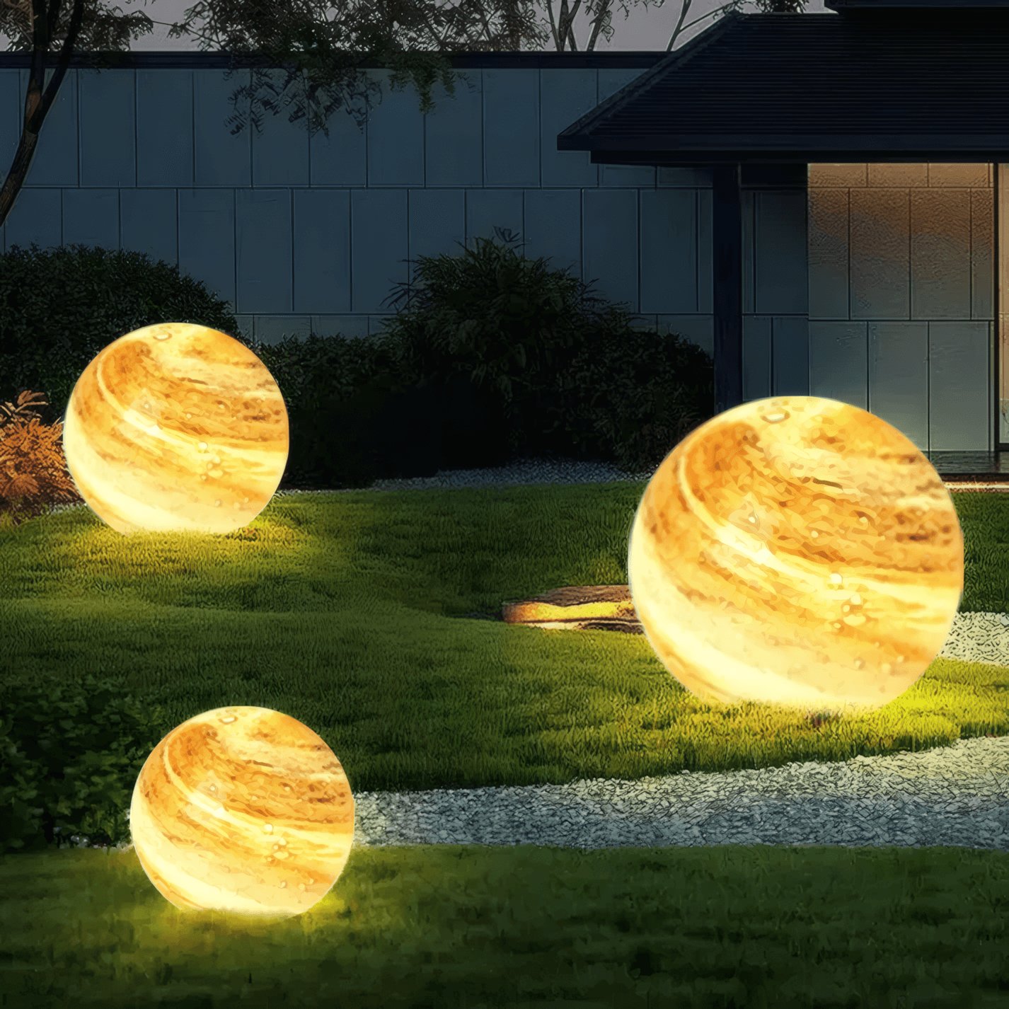 Nordic Yellow Outdoor Ground Light Planet Lawn Solar