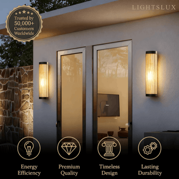 Irondale Modern Black LED Outdoor Wall Lamp – Waterproof Light for Garden/Courtyard
