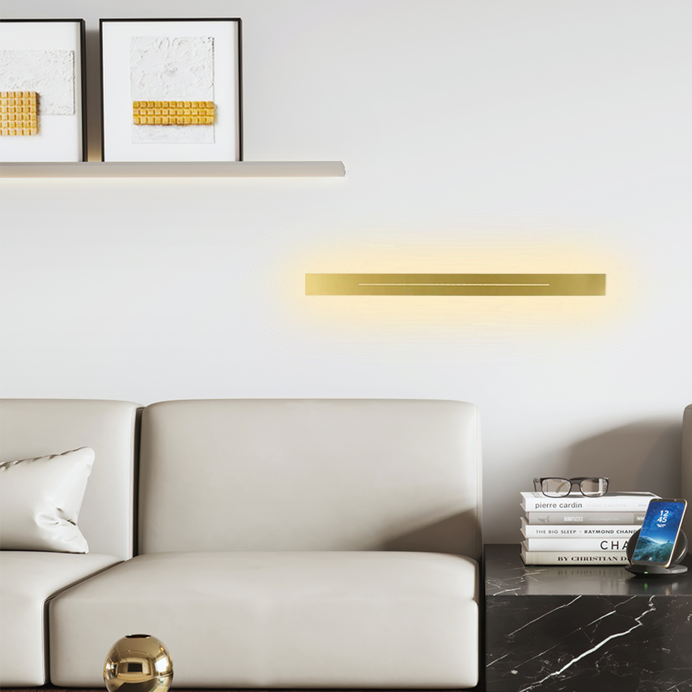Minimalist Linear Gold Wall Lamp for living room dimmable light 80cm
