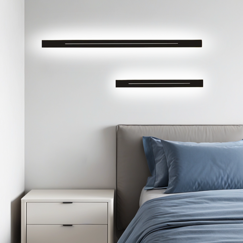 Minimalist Linear Black Wall Lamp for living room white light 150cm
