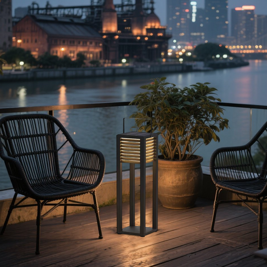 Irondale Modern Solar Outdoor Floor Lamp – Rectangular Black Lantern Light Garden/Patio