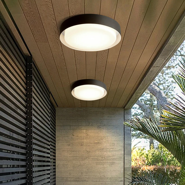 Modern Black Outdoor Ceiling Lights Metal Acrylic Round Outdoor