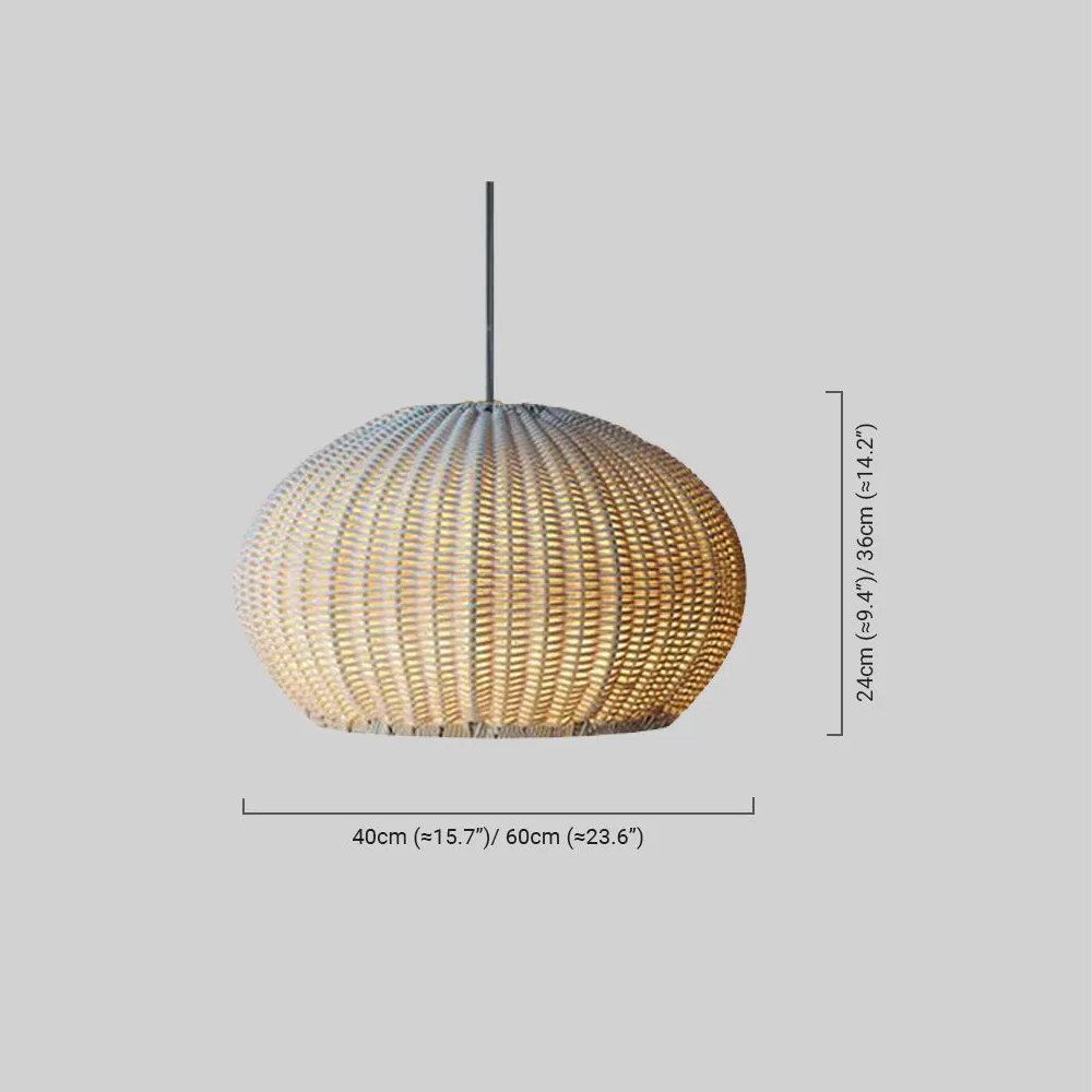 Farmhouse Coffee/Beige Outdoor Pendant Light Rattan Lantern