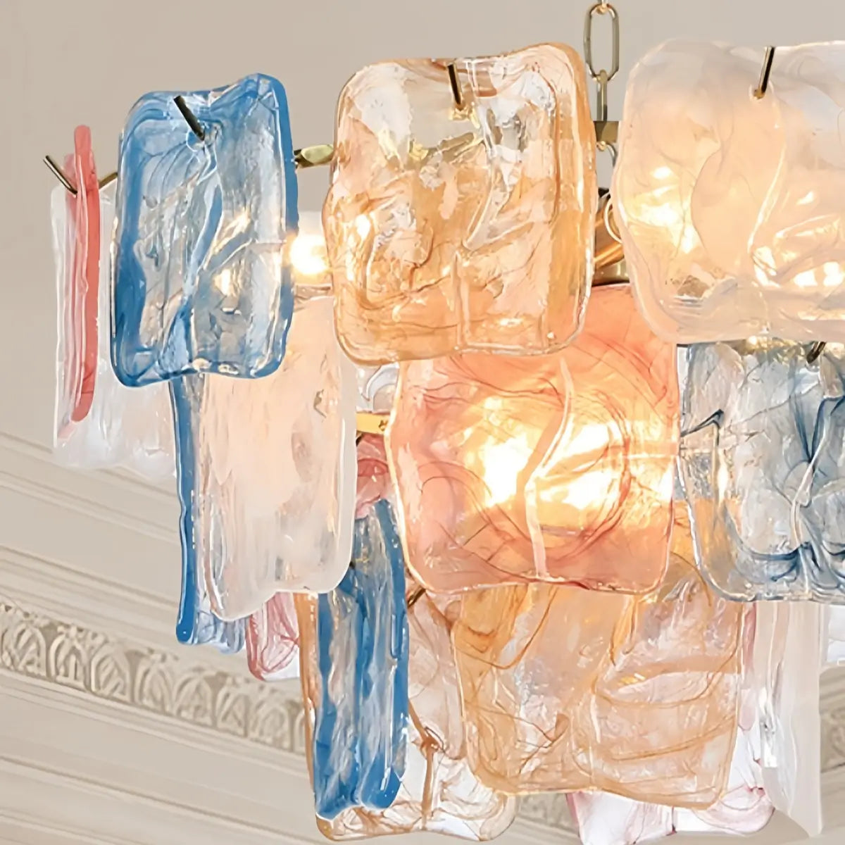 ART004Excelis Luxury Branch-Style Tiered Chandelier— Metal & Glass Multicolor for Dining Room