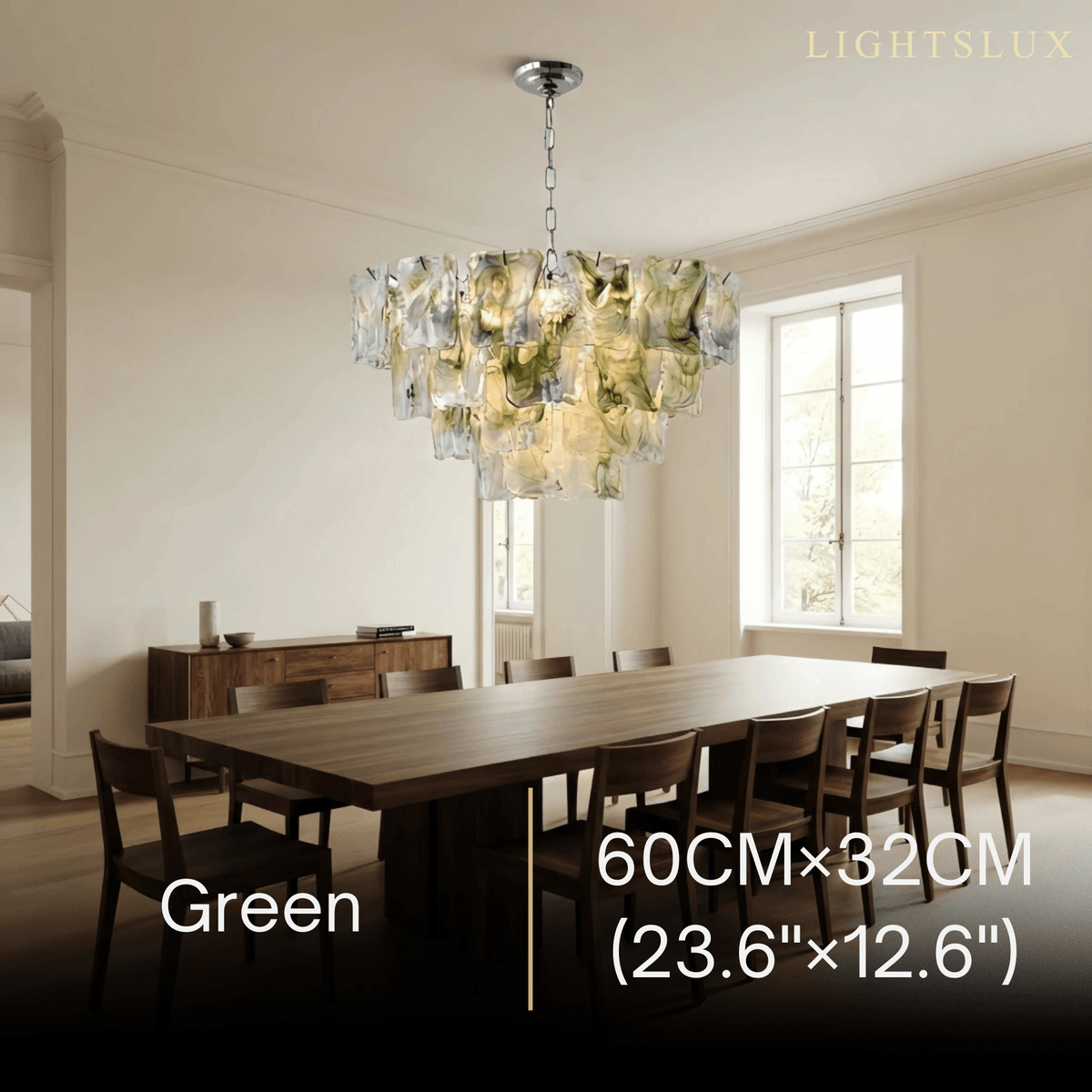 ART004Excelis Luxury Branch-Style Tiered Chandelier— Metal & Glass Multicolor for Dining Room