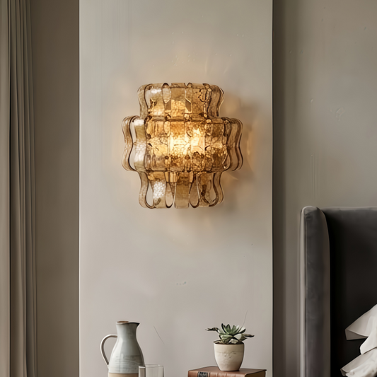 Vetro Art Deco Luxury Wall Light– Metal & Glass Antique Brass for Living Room