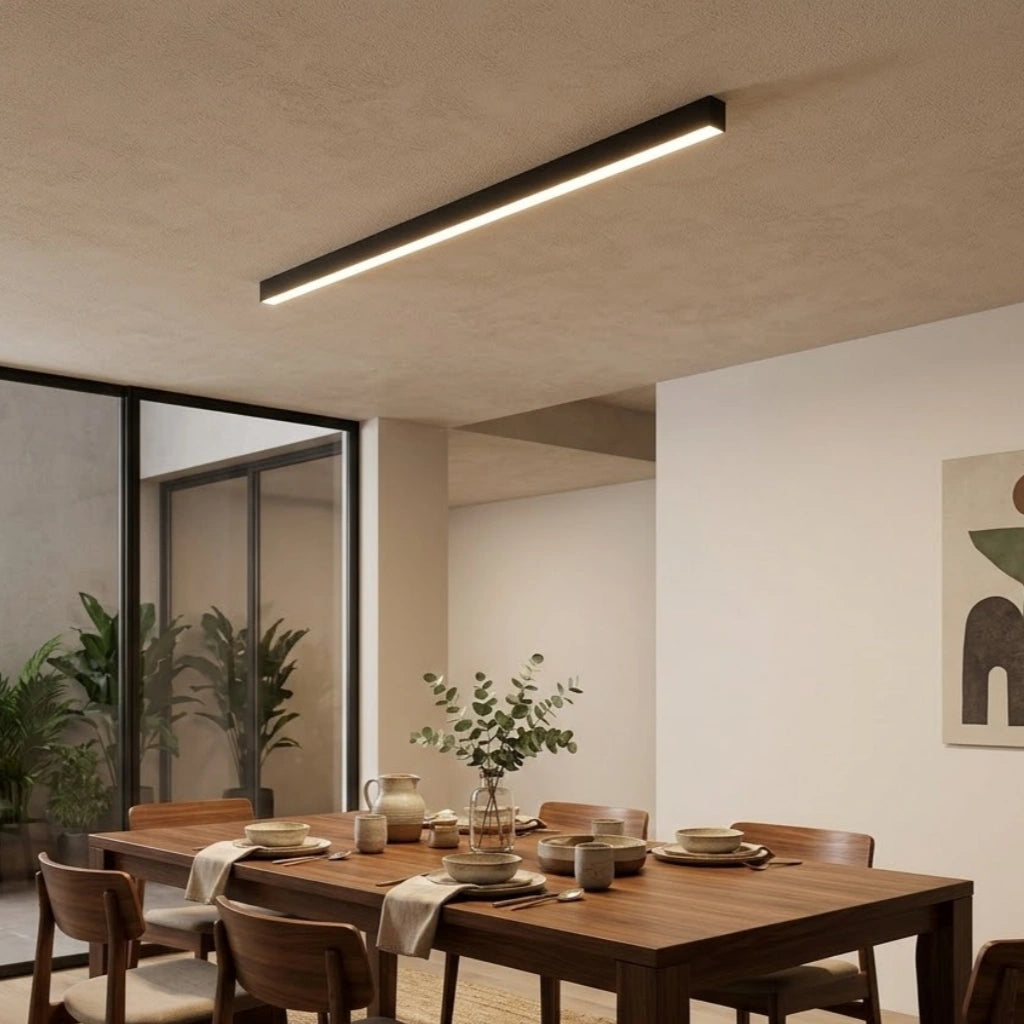 Lámpara de techo lineal LED minimalista Arcato - Negra para sala de estar