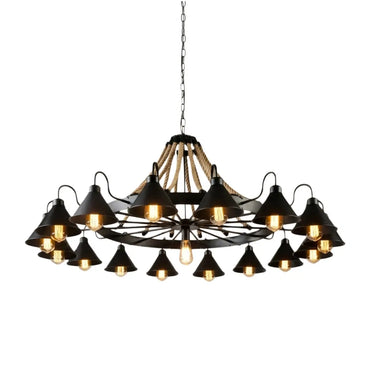 Industrial Ring Chandelier - Black Metal