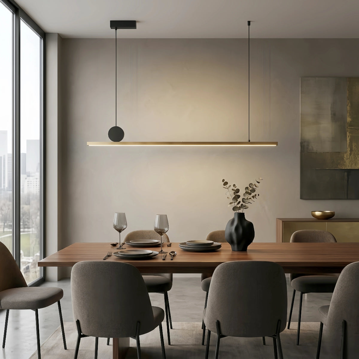 Black Linear Pendant Light – Modern Linear for Dining | Lightslux ...