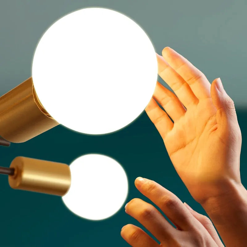 Modern Globe Ceiling Light — Black & Gold Metal/Glass Living Room