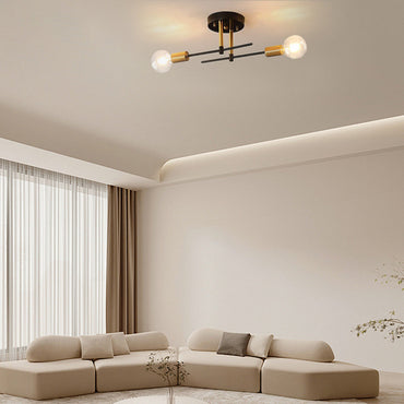 Modern Globe Ceiling Light — Black & Gold Metal/Glass Living Room