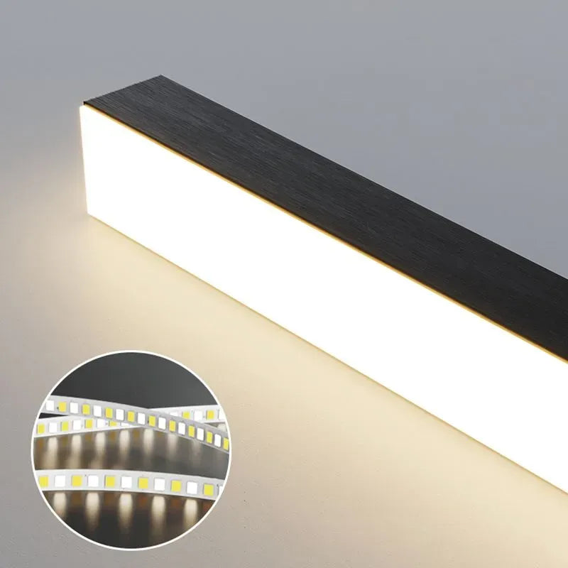 Modern Black Pendant Light Linear LED with LED strip