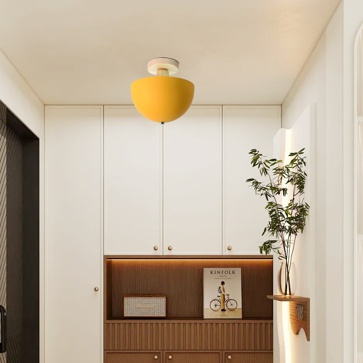 Modern Yellow Bowl Ceiling Light for Bedroom