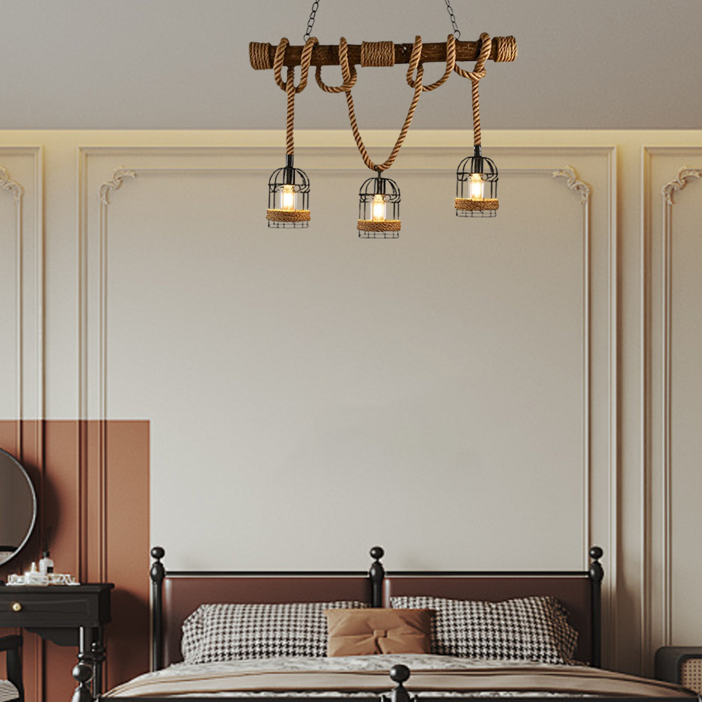 Vintage 3 Heads Pendant Light for Bedroom