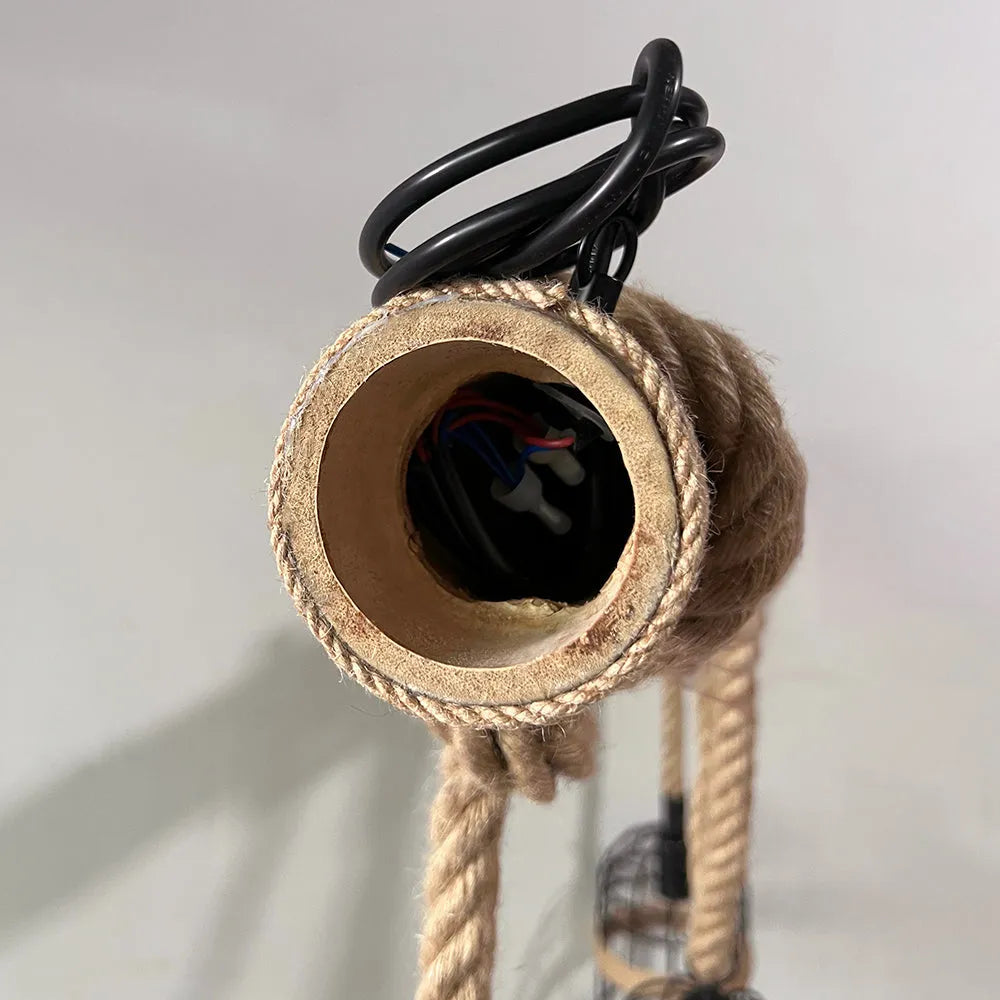 Vintage 3 Heads Pendant Light With Wood Body