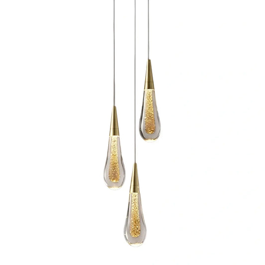 Excelis Art Deco Teardrop Pendant Light - Gold
