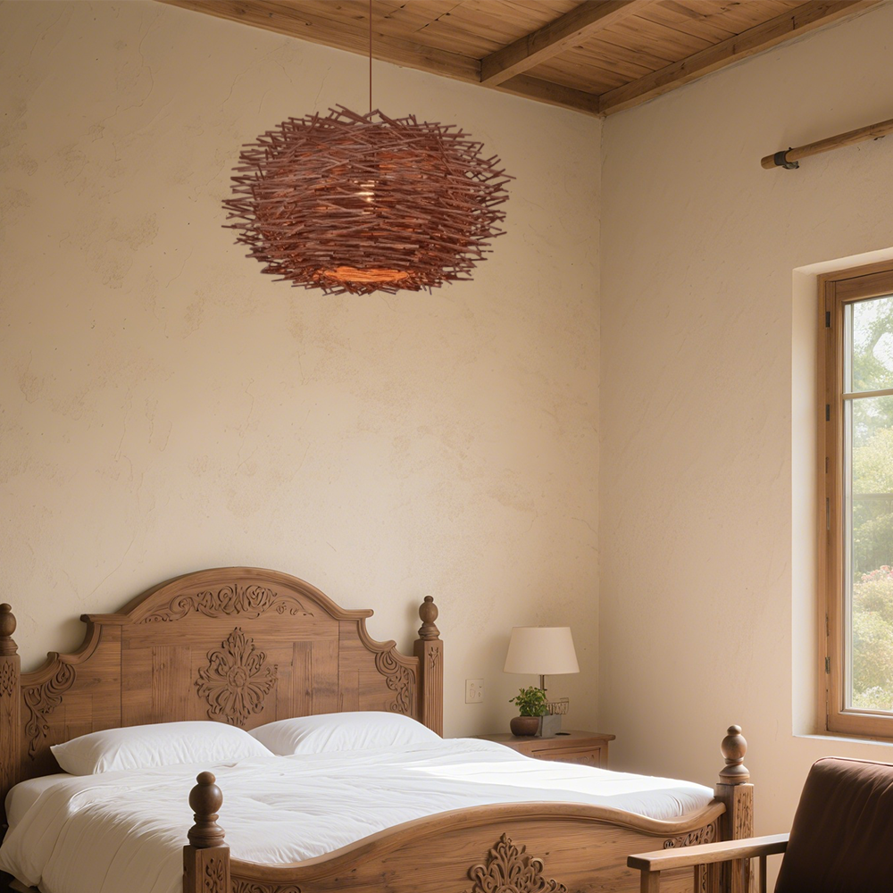 Farmhouse Nest Brown Pendant Light for Bedroom