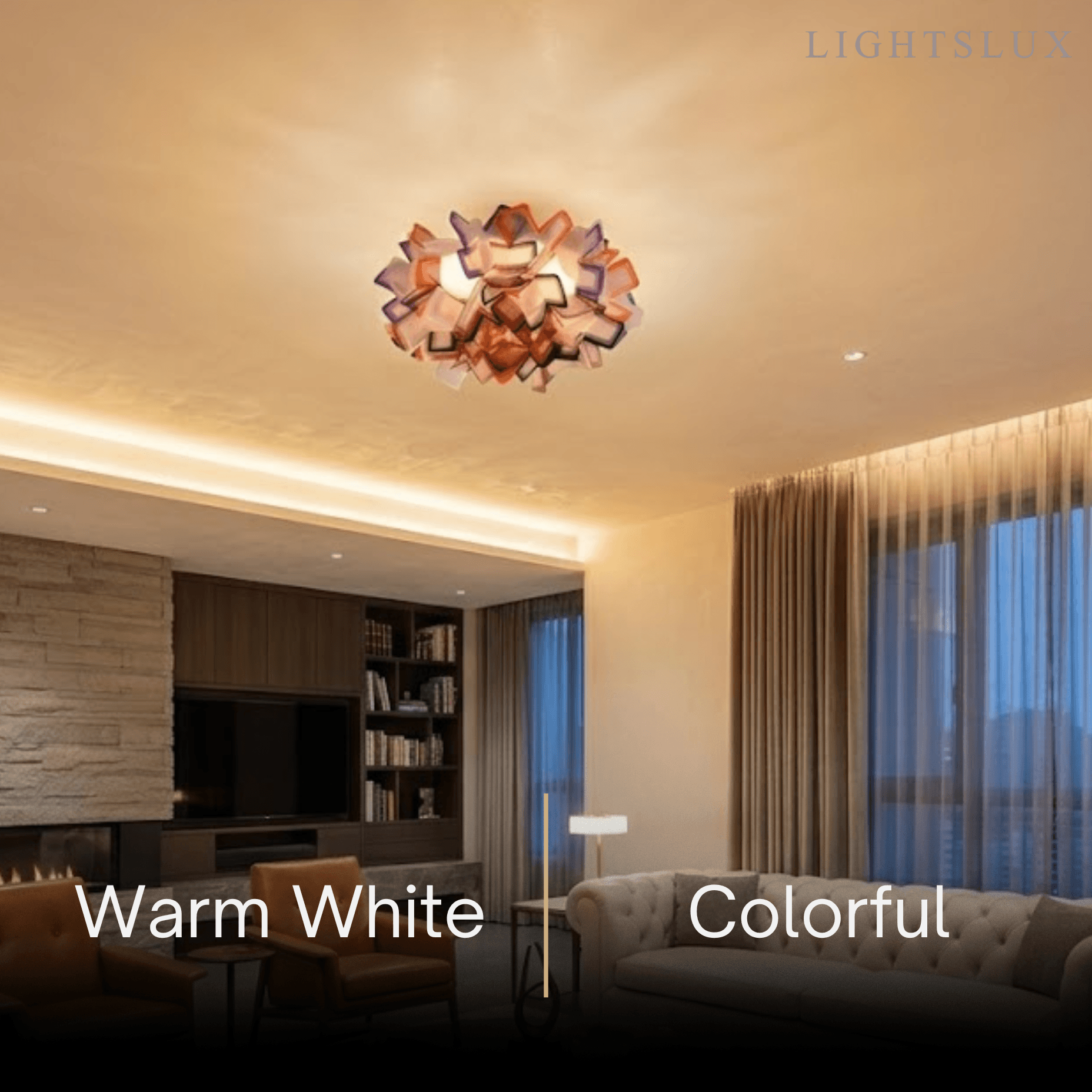 Lunara Art Deco Acrylic Ceiling Light - White Floral Design for Living Room