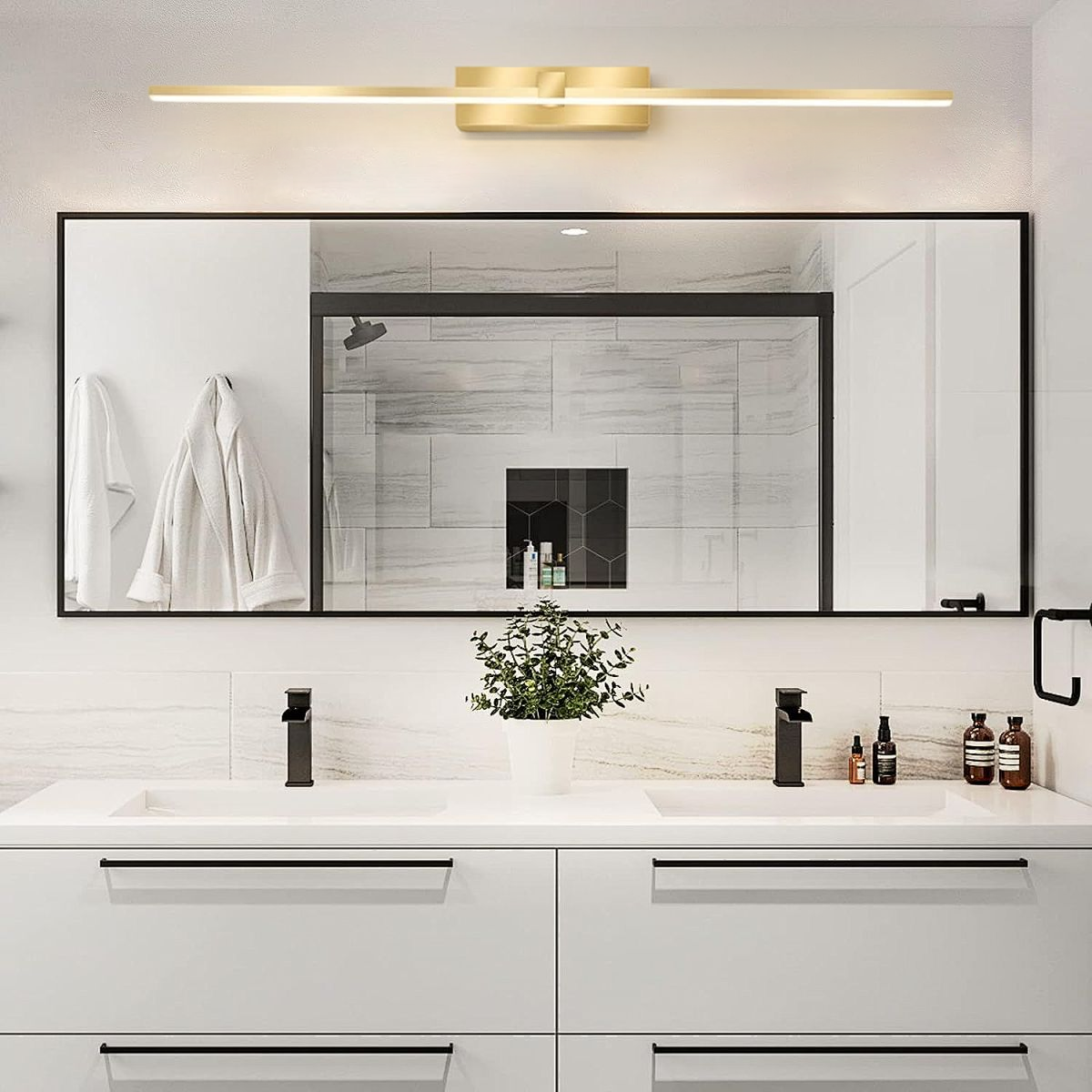 Lámpara de pared lineal moderna Arcato - Metal dorado y acrílico para sala de estar