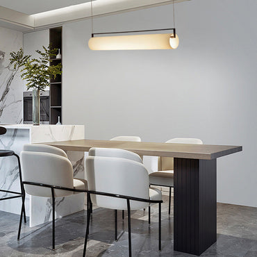 Cylindrical Metal & Acrylic Fixture for Dining Room
